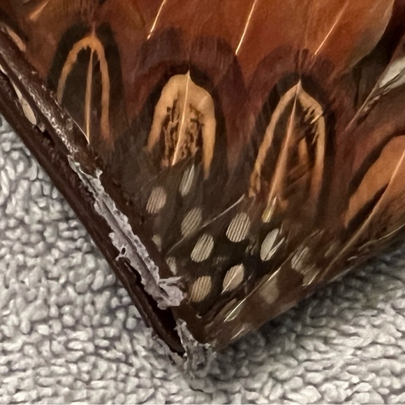 Vintage Lee Sands Peacock Feather clutch kiss lock wallet - Picture 5 of 11